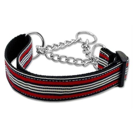 UNCONDITIONAL LOVE Preppy Stripes Nylon Ribbon Collars Martingale Red-White Medium UN904943